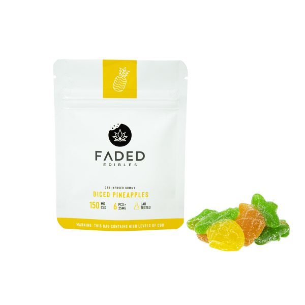 Faded Edibles – CBD 150mg Diced Pineapples | Herb Heaven Canada