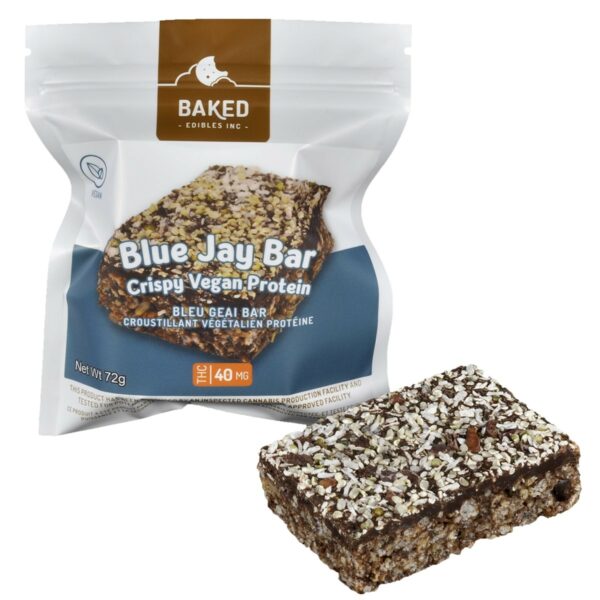 Baked Edibles – Crispy Vegan Blue Jay Bar 40mg THC | Herb Heaven Canada