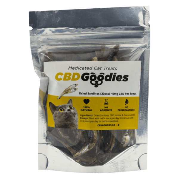 CBD Goodies – Medicated Cat Treats – Dried Sardines – 100mg CBD | Herb Heaven Canada