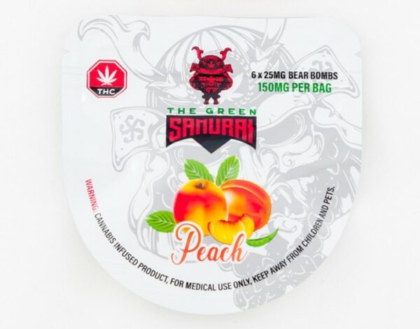 The Green Samurai – Peach Gummies – 150mg | Herb Heaven Canada