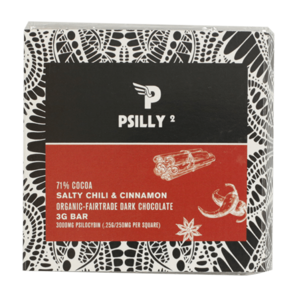 Psilly – Dark Chocolate Bar – Salty Chili & Cinnamon | Herb Heaven Canada