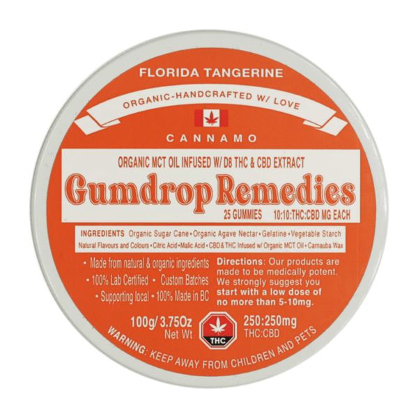 Gumdrop Remedies – Florida Tangerine 1:1 Gummies – 250mg THC/250mg CBD | Herb Heaven Canada