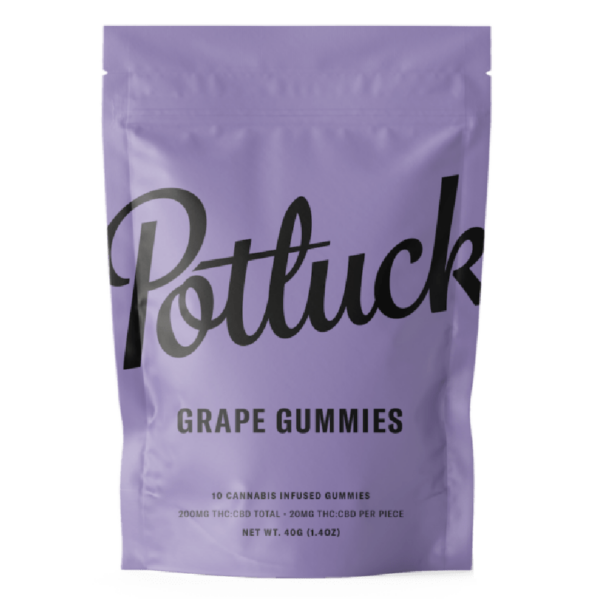 Potluck Extracts – Grape Gummies (1:1) – 100mg THC / 100mg CBD | Herb Heaven Canada