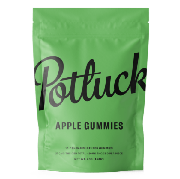 Potluck Extracts – Apple Gummies (1:1) – 100mg THC / 100mg CBD | Herb Heaven Canada